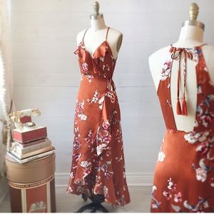 Long Floral Wrap Dress